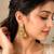 Long Gold Jhumka Earrings, Green Stone Temple Jewelry, Indian Bridal Earrings
