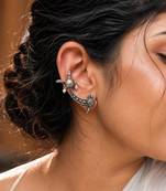Oxidized Brass Ear Cuff Earrings, Indian Tribal Ear Climbers, Crescent Moon Ear Cuff Jewelry