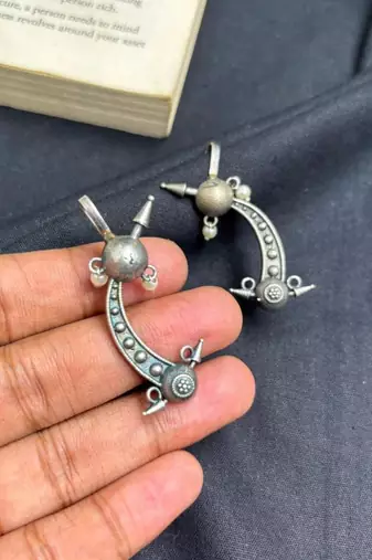 Oxidized Brass Ear Cuff Earrings, Indian Tribal Ear Climbers, Crescent Moon Ear Cuff Jewelry