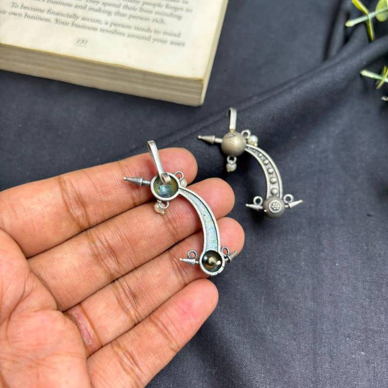 Oxidized Brass Ear Cuff Earrings, Indian Tribal Ear Climbers, Crescent Moon Ear Cuff Jewelry