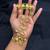 Gold plated Pearl Hathphool Hand Harness, Floral Bridal Hand Jewelry