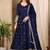 Black silk blend readymade anarkali suit with embroidery work