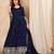 Black silk blend readymade anarkali suit with embroidery work
