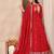 Red silk blend  readymade anarkali suit with embroidery work