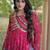 Pink faux georgette bandhani readymade top with patch work