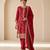 Red silk blend readymade suit with embroidery & zari work