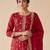 Red silk blend readymade suit with embroidery & zari work