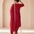Red silk blend readymade suit with embroidery & zari work