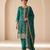 Teal silk blend  readymade suit with embroidery & zari work
