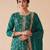 Teal silk blend  readymade suit with embroidery & zari work