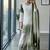White & green faux georgette readymade suit with embroidery & diamond work