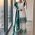 White & teal  faux georgette readymade suit with embroidery & diamond work