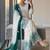 White & teal  faux georgette readymade suit with embroidery & diamond work
