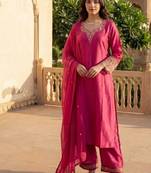  Rani Pink Embroidered Salwar Suit with Dupatta | Premium Festive Wear for Women