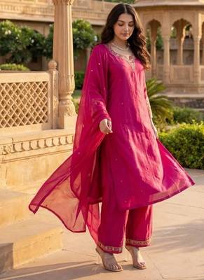  Rani Pink Embroidered Salwar Suit with Dupatta | Premium Festive Wear for Women 4