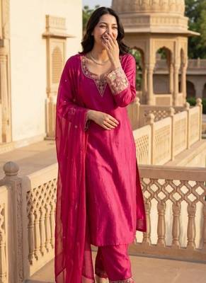  Rani Pink Embroidered Salwar Suit with Dupatta | Premium Festive Wear for Women 5