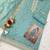 Aqua green organza kurta set with santoon bottom & dupatta