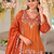premium rust orange embroidered pakistani suit with dupatta  designer ethnic wear