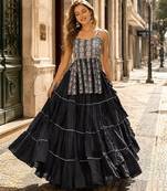 Black Cotton Readymade Navratri Lehenga Choli with Kutchi & Patchework