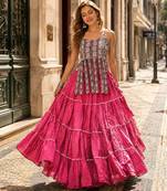 Pink Cotton Readymade Navratri Lehenga Choli with Kutchi & Patchework