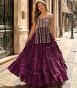 Purple Cotton Readymade Navratri Lehenga Choli with Kutchi & Patchework