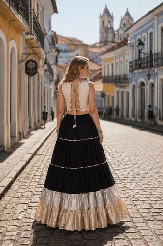 Black Rayon Readymade Navratri Lehenga Choli with Kutchi Work