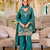 premium teal embroidered pakistani suit with dupatta  designer salwar kameez set