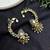 Kundan Ear Cuff Earrings, Indian Bridal Ear Wrap Jhumka, Green White Statement Wedding Jewelry