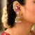 Pink CZ Ear Cuff Jhumka Earrings, Gold Indian Bridal Ear Wrap, Kundan Style Jhumki