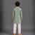 Green printed cotton silk kurta pajama