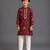 Deep red off white printed cotton silk kurta pajama