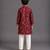 Deep red off white printed cotton silk kurta pajama
