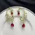 Kundan Peacock Ear Cuff Earrings, Ruby Red Statement Bridal Jewelry