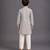 Grey off white embroidered cotton silk kurta pajama