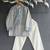 Grey off white embroidered cotton silk kurta pajama