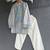 Grey off white embroidered cotton silk kurta pajama