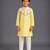 Yellow off white embroidered cotton silk kurta pajama
