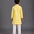 Yellow off white embroidered cotton silk kurta pajama