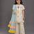 White multicolor printed cotton silk kurti set