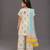 White multicolor printed cotton silk kurti set