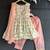 White and peach printed cotton silk kurti set