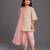White and baby pink printed cotton silk dhoti kurta set