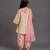 White and baby pink printed cotton silk dhoti kurta set