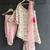 White and baby pink printed cotton silk dhoti kurta set