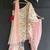 White and baby pink printed cotton silk dhoti kurta set