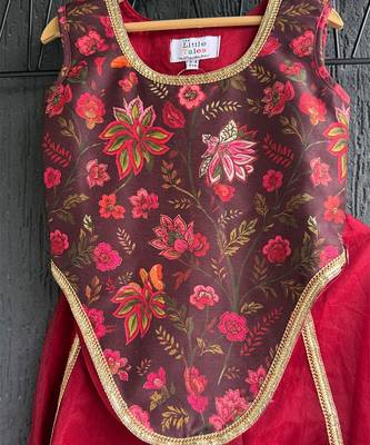 Maroon printed organza cotton silk co ord set 5