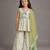 White green printed cotton silk kurti set