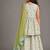 White green printed cotton silk kurti set