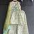 White green printed cotton silk kurti set