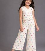 Off white printed cotton silk co ord set